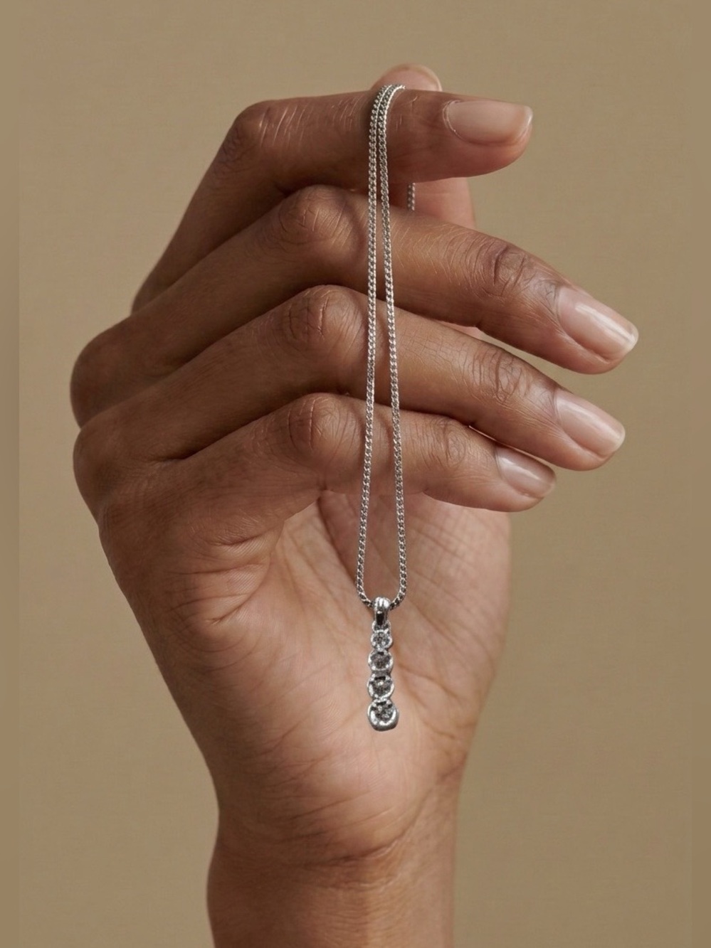 Oliver Weber Four‎ Circles with Crystals Drop Silver Plated Pendant Necklace